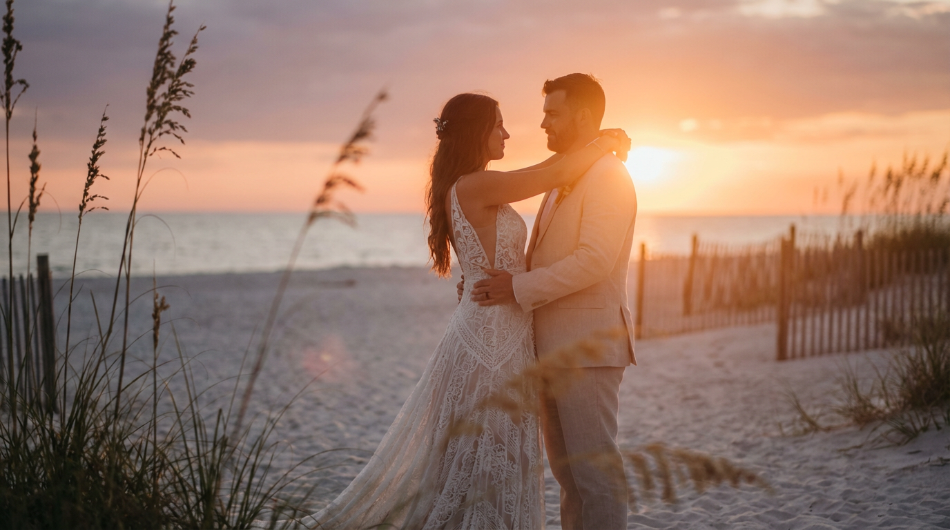 Golden hour creates the most beautiful lighting for couple content