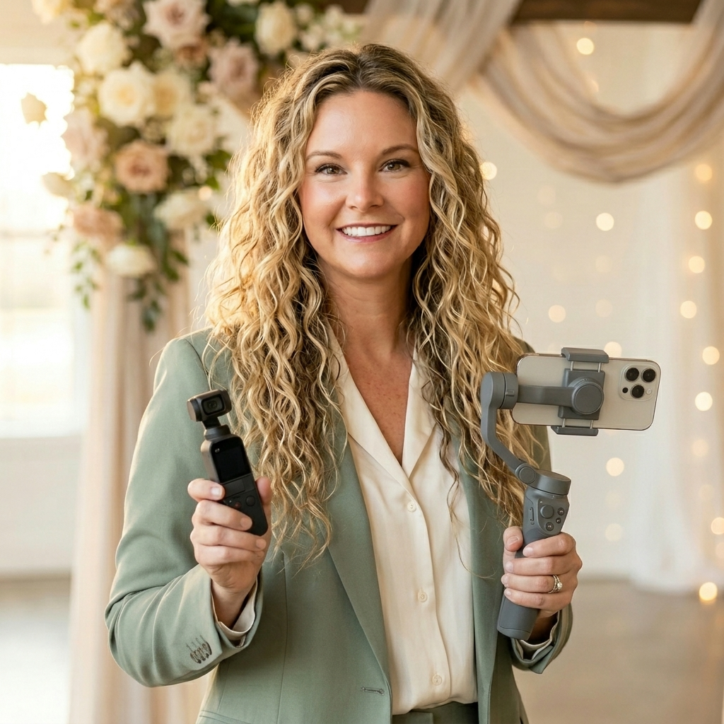 Kourtney - Wedding Content Creator with DJI Osmo Pocket and phone gimbal
