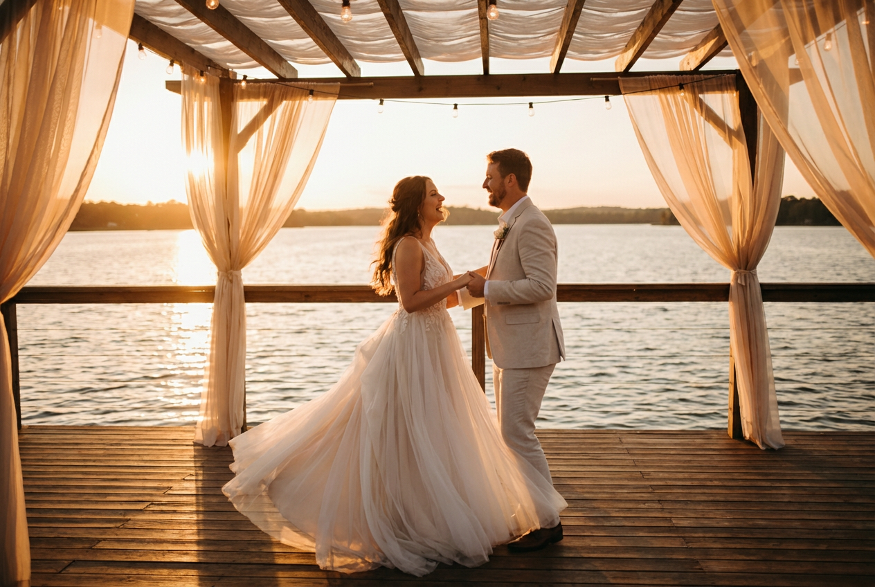 Couple dancing at sunset